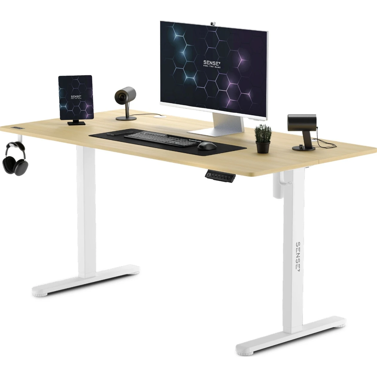 Компьютерный стол с регулировкой высоты Sense7 Nojo 140x70 White Pine (Столешница МДФ, Металлический каркас, Высота 72-118 см) [1]