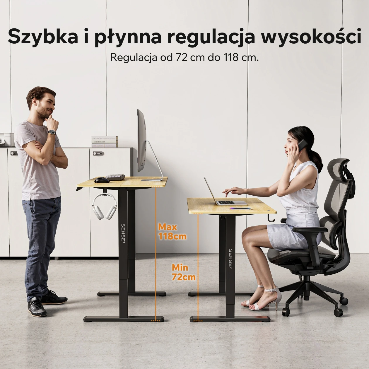 Регулируемый компьютерный стол Sense7 Nojo Light (120x60 см), Light Brown [1]