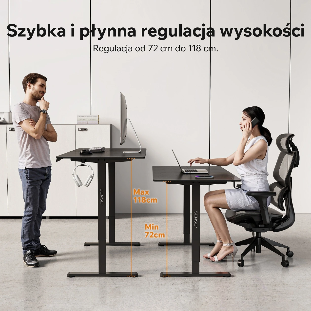 Регулируемый компьютерный стол Sense7 Nojo Light (140x70 см), Black [2]
