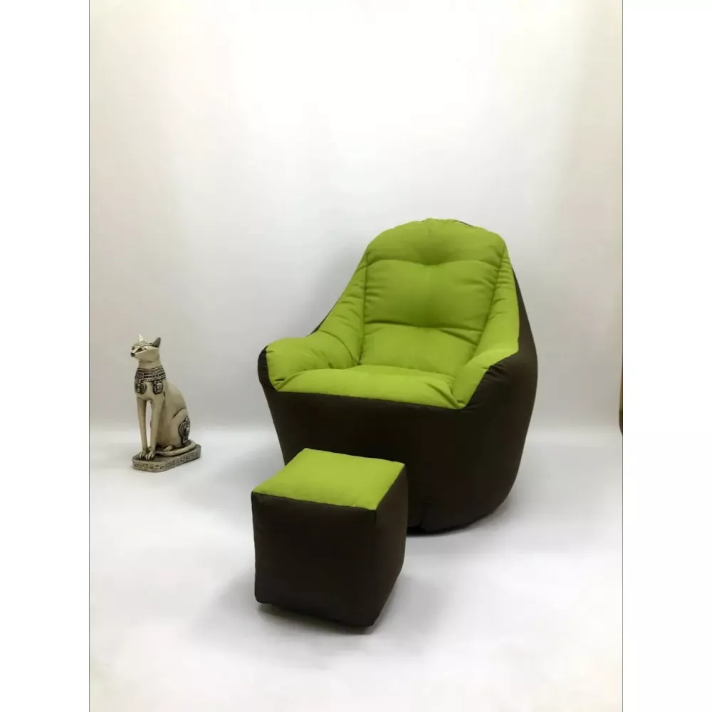 Fotoliu fără carcasă BigBoss, culoare maro cu verde [2]