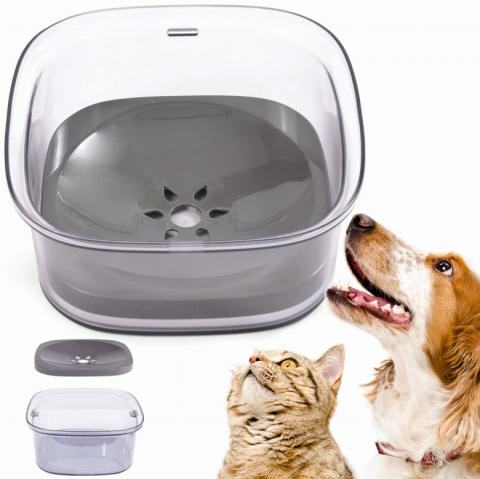 Accesorii pentru hrănirea animalelor - Bol pentru caine si pisica fara stropire, 2 litri, Jumi, Transparent