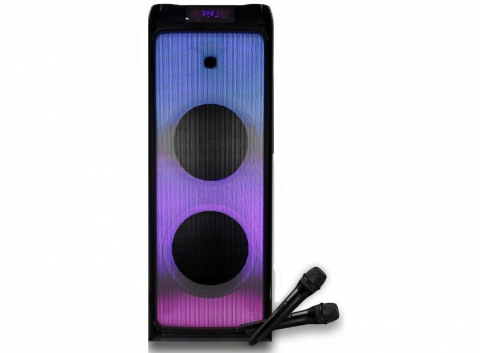 PartyBox - Портативная активная колонка VESTA PS-QFL208M2, 200 Вт, 2x8", Bluetooth, TWS, Karaoke DUO – Мощный звук и веселье в любом месте!