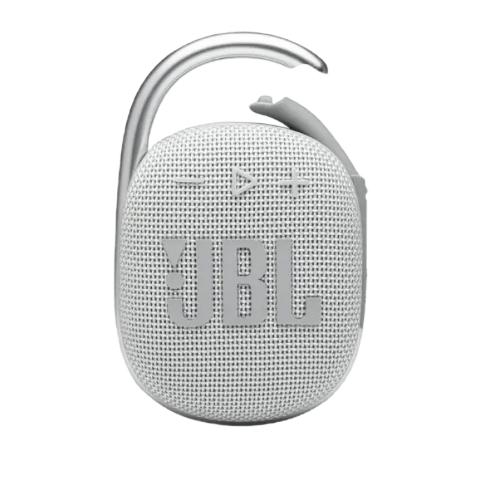 Boxe portabile - Boxă portabilă JBL Clip 4 Alb – Sunet clar și rezistență extremă în format ultra-compact!