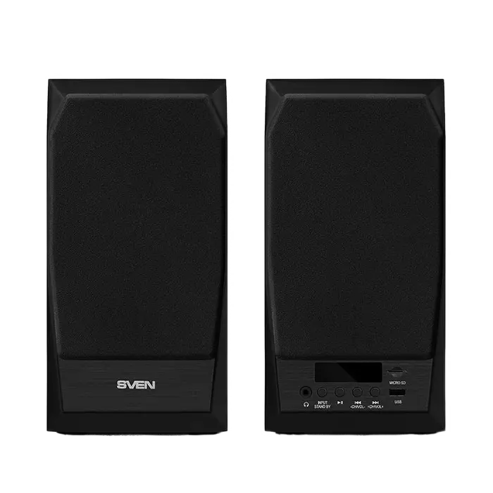 Компьютерные колонки 2.0 SVEN MC-10 – 50W, Bluetooth 4.0, Радио FM, Пульт ДУ, MDF, Черные [1]