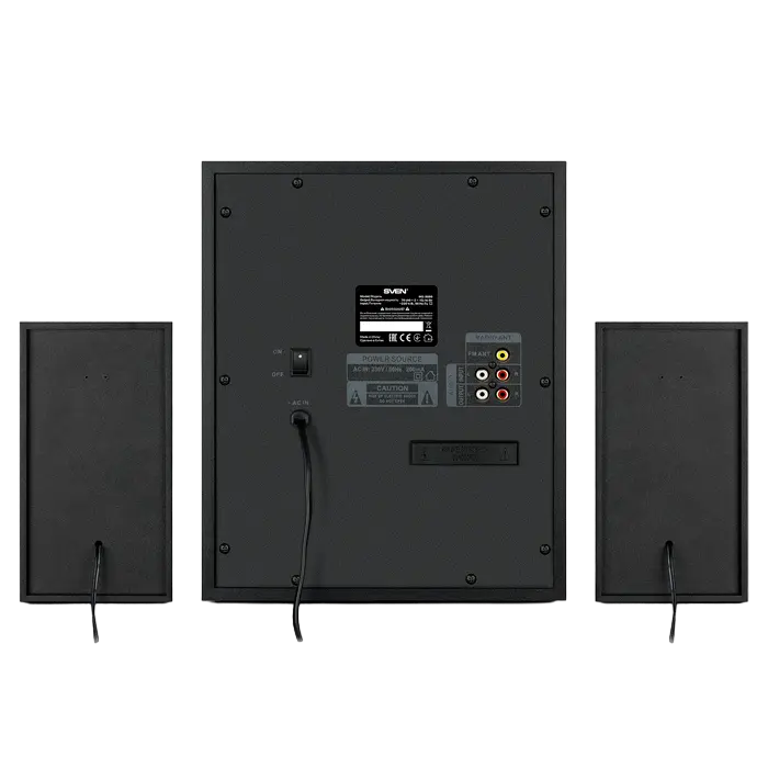 Компьютерная акустика 2.1 SVEN MS-2080 – 70Вт, Bluetooth, Радио FM, USB, SD-Карта, Пульт ДУ, MDF, Черная [3]