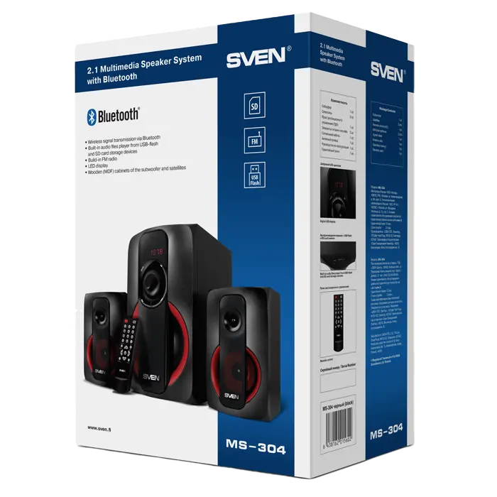 Boxe SVEN "MS-304" SD-card, USB, FM, remote control, Bluetooth, Black, 40w/20w + 2x10w/2.1 [4]