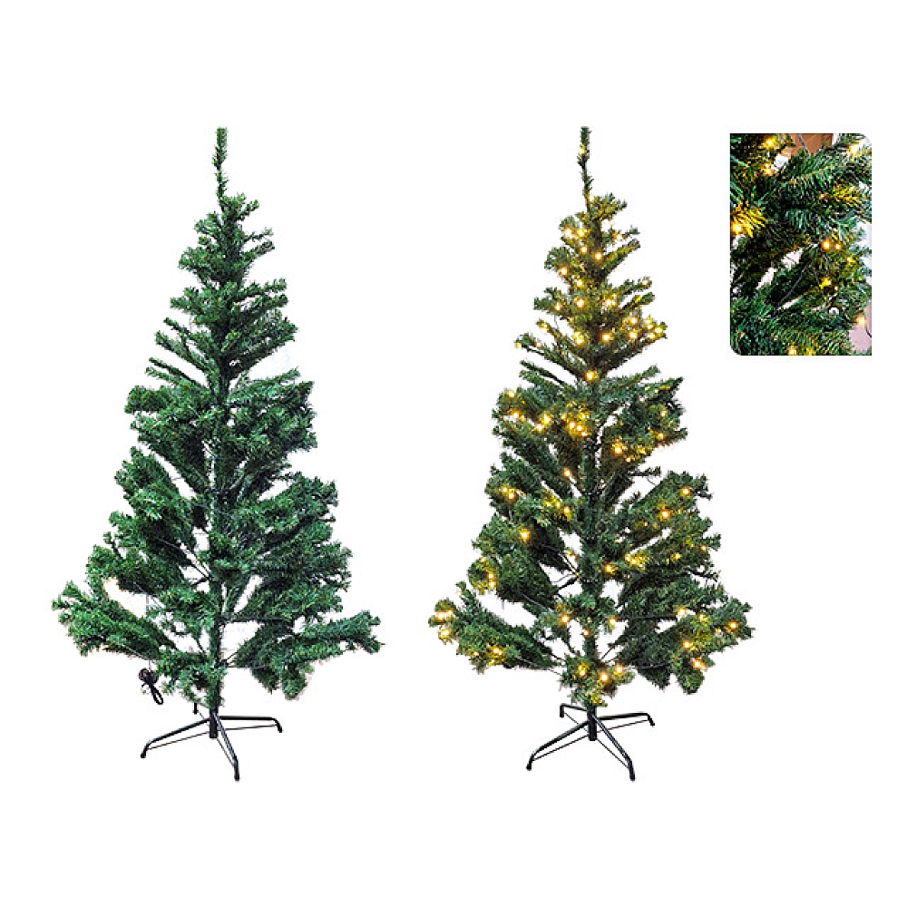 Ёлки искусственные - Зелёная ёлка PVC & PE с лампочками 180 см, 200 LED – средняя светящаяся ёлка