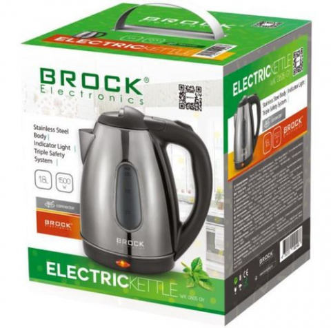 BROCK Electric Kettle WK 0605 GY, 1.8L, 1500W – Fierbător Rapid și Stilat, Culoare Gri [1]