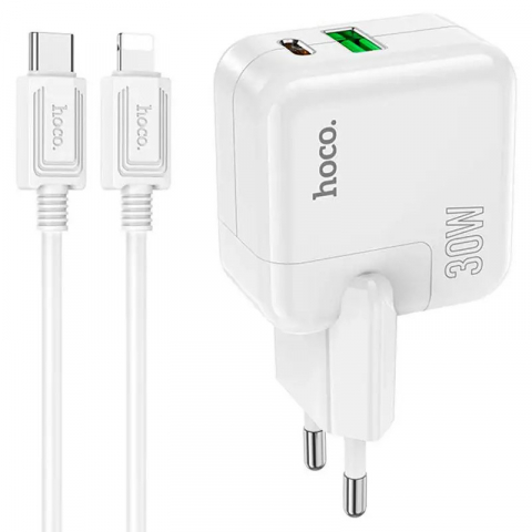 Incarcatoare - C111A Lucky dual-port PD30W+QC3.0 charger set(C to iP)(EU)