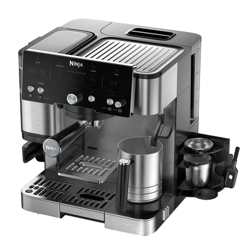 Cafetieră Manuală (Espressor) cu Râșniță Ninja ES501 – 1650W, Cântar Digital Incorporat, 25 Trepte de Măcinare, 14 Bar [1]