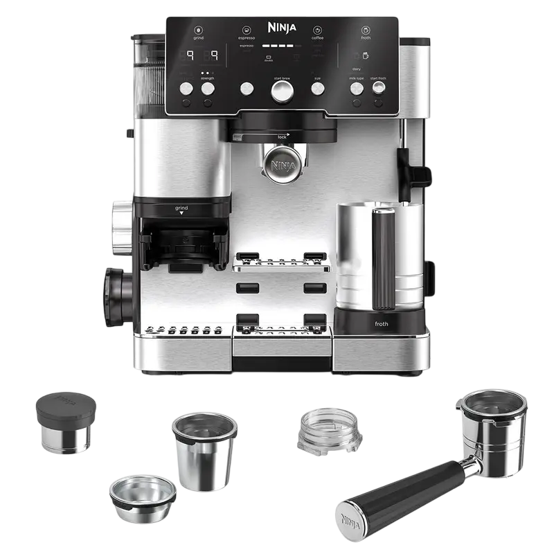 Cafetieră Manuală (Espressor) cu Râșniță Ninja ES501 – 1650W, Cântar Digital Incorporat, 25 Trepte de Măcinare, 14 Bar [2]