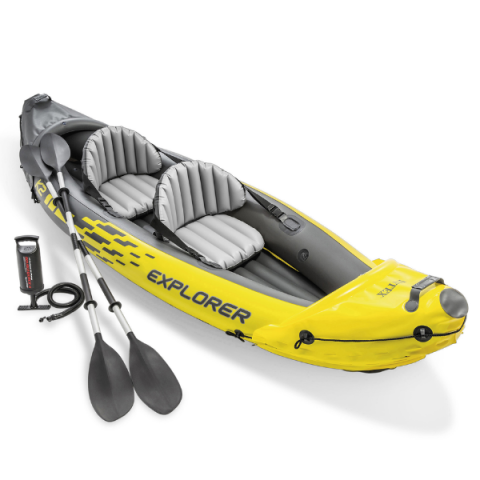Caiace Gonflabile - Caiac gonflabil INTEX Explorer K2 pentru 2 persoane cu vâsle și pompă, 312x91x51 cm – ideal pentru relaxare activă pe apă