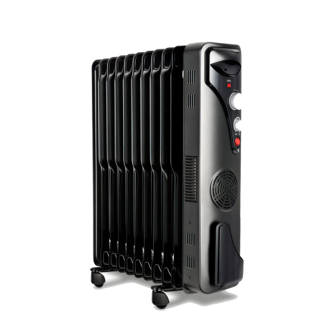 Radiatoare - Calorifer electric cu ulei + Turbo Fan RAF R.1129B, 11 elemenți, 2900W, Negru