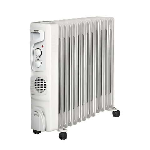 Radiatoare - Calorifer electric cu ulei + Turbo Fan RAF R.1329W, 13 elemenți, 2900W, Alb