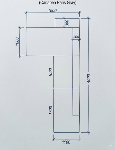 Canapea de colț extensibilă Paris (4000 x 1500 mm), Gri [5]