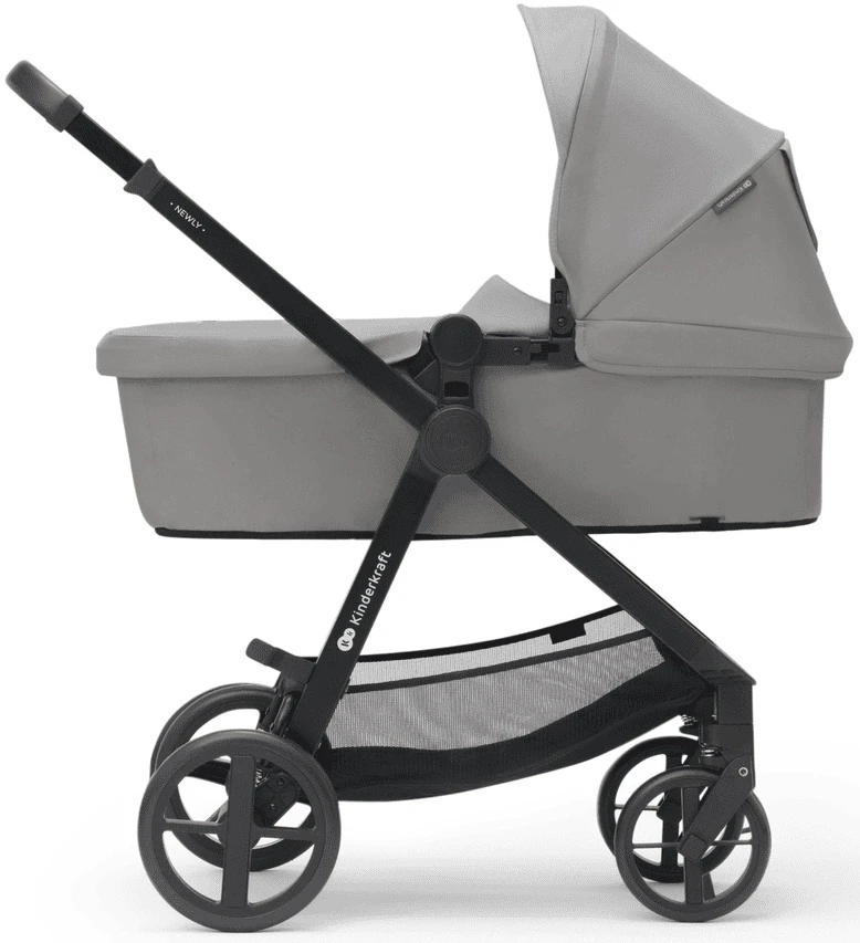 Produse pentru bebelusi - Cărucior Kinderkraft Newly 3în1 Mink Pro Grey (Transformabil, Scaun Auto i-Size, Aluminiu, Gri)