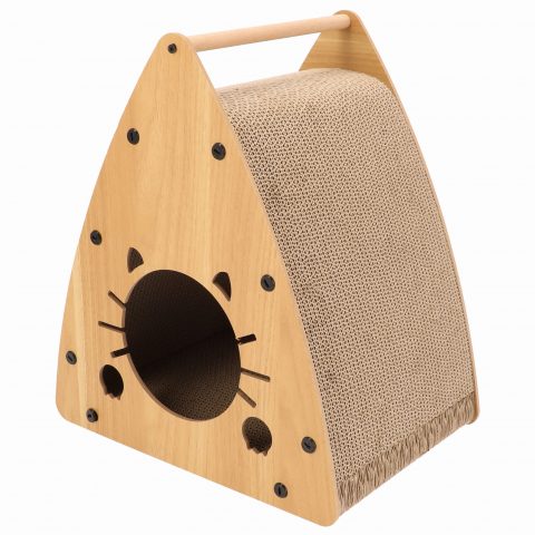 Casa pentru pisici cu pereti de zgaraiat, Jumi 42x26x36cm, Bej [1]
