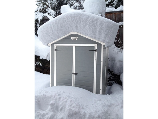 Căsuță de grădină Keter Manor 6x5 DD Gri 185×152×226 cm – Depozitare practică și elegantă cu aspect de lemn [2]