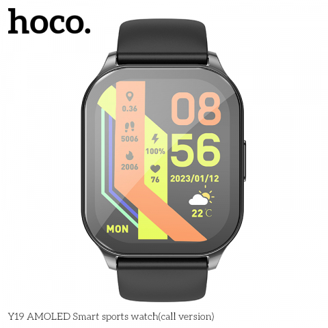 Ceasuri inteligente - Ceas Smart Sport Y19 AMOLED (versiune cu apeluri) - Gri Metalic Strălucitor