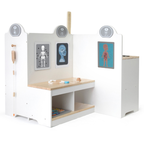 Centre de joaca - Centru medical de joacă din lemn pentru copii VIGA (94×90×110 cm, cu 6 zone interactive și accesorii)