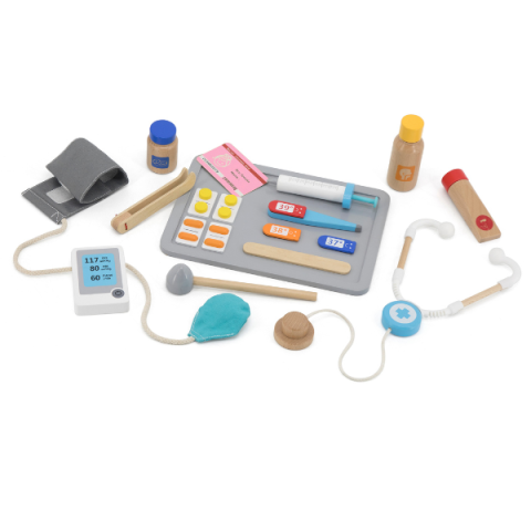 Centru medical de joacă din lemn pentru copii VIGA (94×90×110 cm, cu 6 zone interactive și accesorii) [3]