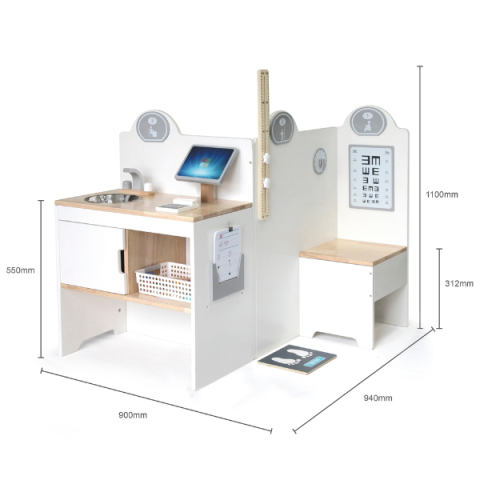 Centru medical de joacă din lemn pentru copii VIGA (94×90×110 cm, cu 6 zone interactive și accesorii) [1]