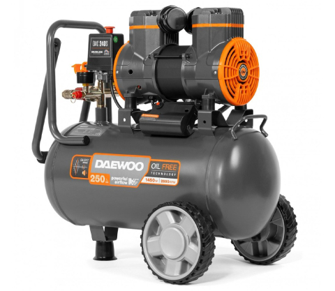 Compresor de aer fără ulei DAEWOO DAC 240S (1450W, 24L, 250 l/min, 8 bar, 2 Cilindri, Roți) [1]