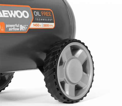 Compresor de aer fără ulei DAEWOO DAC 240S (1450W, 24L, 250 l/min, 8 bar, 2 Cilindri, Roți) [9]