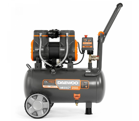 Compresor de aer fără ulei DAEWOO DAC 240S (1450W, 24L, 250 l/min, 8 bar, 2 Cilindri, Roți) [5]