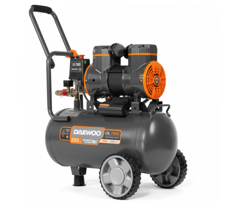 Compresoare - Compresor de aer fără ulei DAEWOO DAC 240S (1450W, 24L, 250 l/min, 8 bar, 2 Cilindri, Roți)