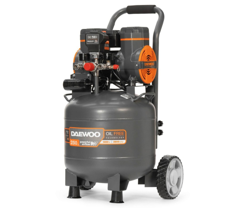 Compresoare - Compresor de aer fără ulei DAEWOO DAC 250SV (1450W, 30L, 250 l/min, 8 bar, 2 Cilindri, Roți)