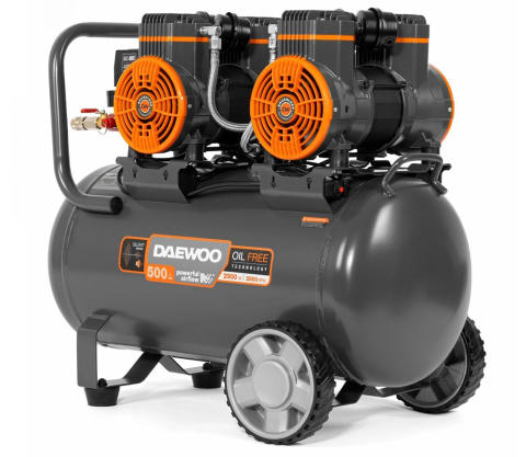 Compresoare - Compresor de aer fără ulei DAEWOO DAC 480S (2900W, 500 l/min, 8 bar, Rezervor 50L, 4 Cilindri, Roți)
