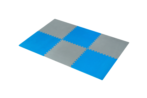 Коврики для гимнастики - Коврик-пазл THUNDER, 6 частей (60×60×1 см) – Серо-синий