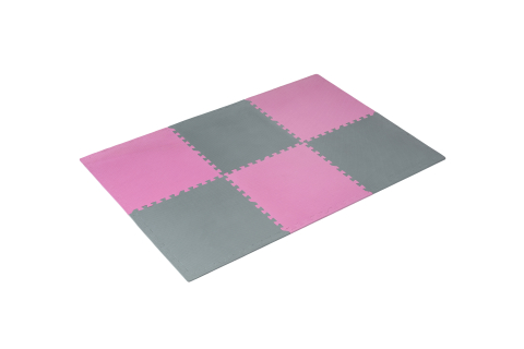 Коврики для гимнастики - Коврик-пазл THUNDER, 6 частей (60×60×1 см) – Серо-розовый