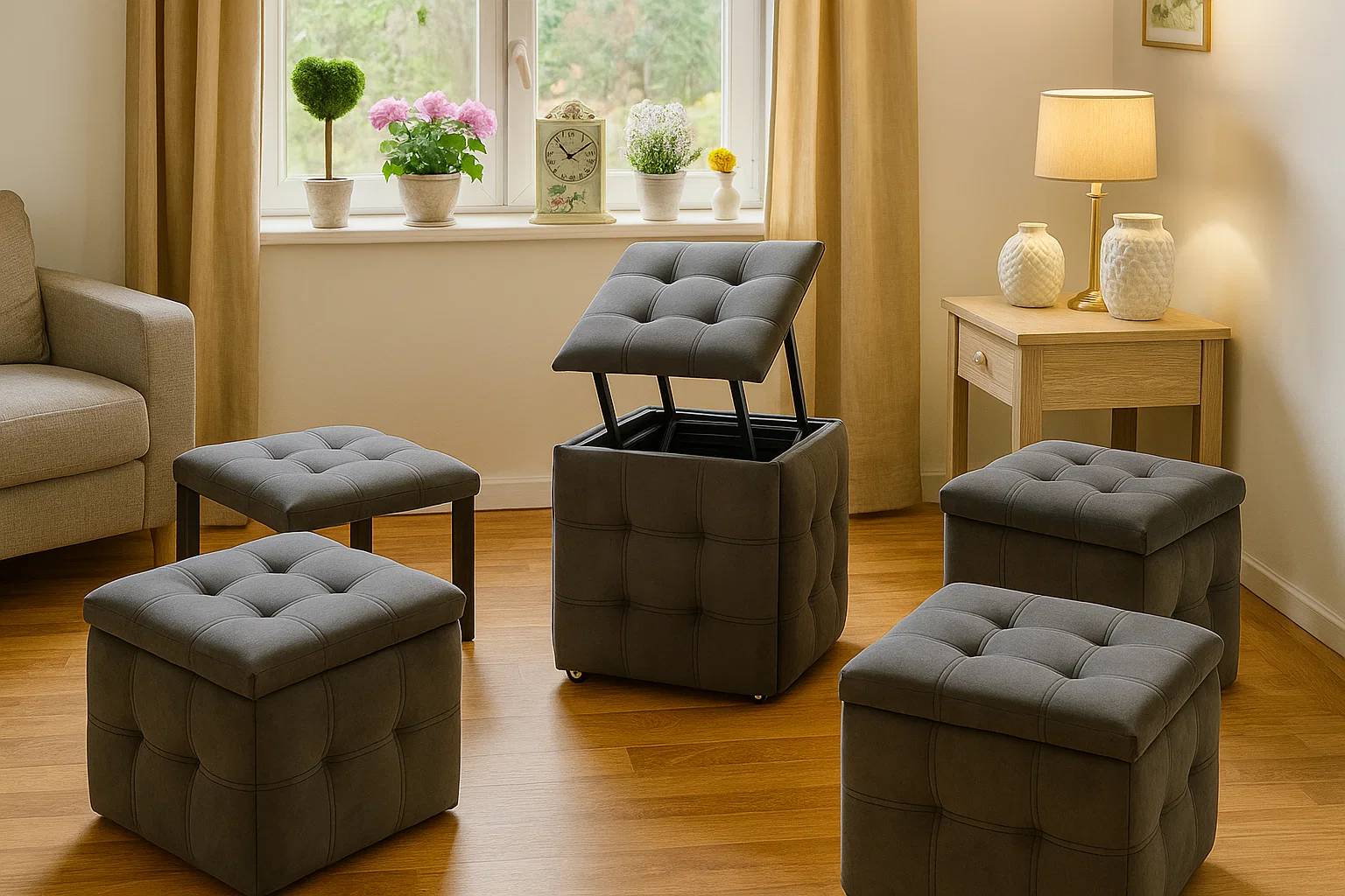 Cub Transformer 5 în 1 CubeX5 Graphite / Grafit (N27) – Scaune în cub modern, living sau dormitor [1]