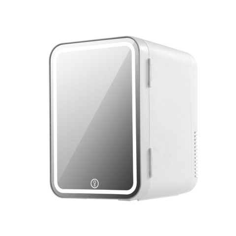 Frigidere auto portabile - Mini frigider termoelectric auto/casnic CZ015 cu oglindă machiaj și LED (8 litri, Alb)