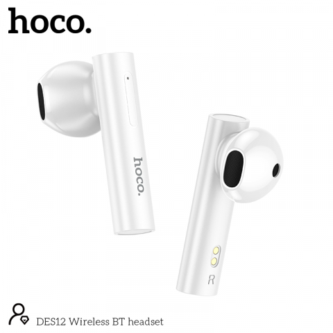 True Wireless - Căști Wireless DES12 Bluetooth 5.0 – Sunet Clar și Design Compact Alb