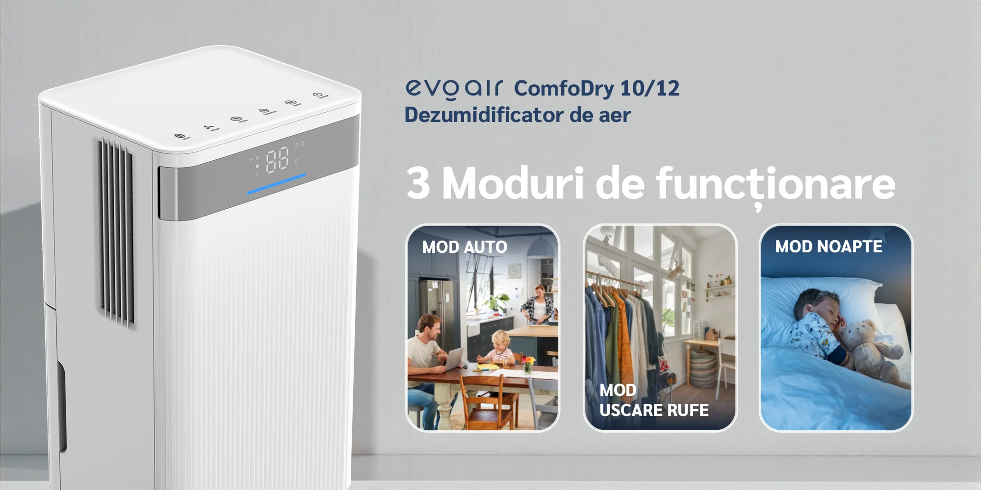 Dezumidificator de aer Evoair ComfoDry 10 (10L/24h, Silențios, Senzor de umiditate, Uscare rufe) [3]