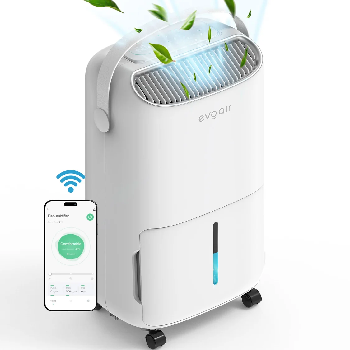 Климатическая техника - Умный осушитель воздуха Evoair NovaDry 16 Smart (16л/24ч, Wi-Fi, УФ-лампа, Ионизация, Ручка Крем)