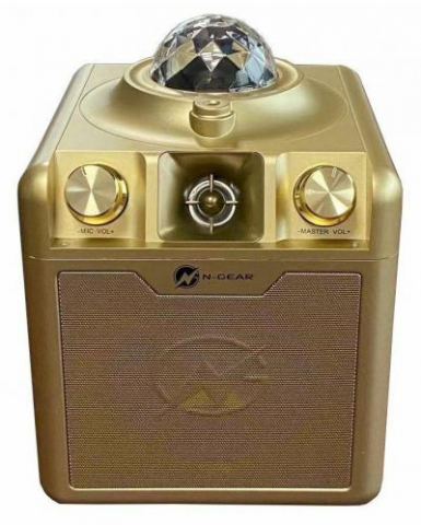 Disco Star 710 auriu, 50W, 2 Microfoane cu fir (Boxă party Bluetooth cu lumini pe ritmul muzicii, 2 microfoane incluse) [1]