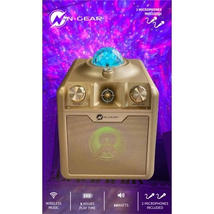 Disco Star 710 auriu, 50W, 2 Microfoane cu fir (Boxă party Bluetooth cu lumini pe ritmul muzicii, 2 microfoane incluse) [5]