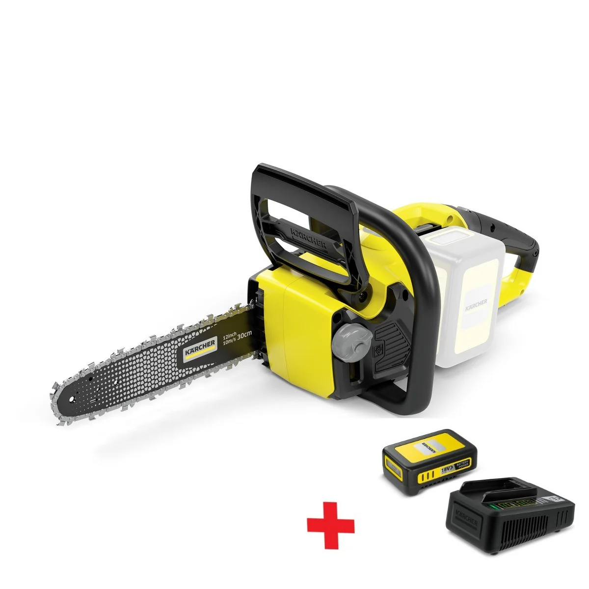 Ferăstraie cu lanț cu acumulator - Drujbă cu acumulator Kärcher CNS 18-30 Battery Set (18V, 30 cm, Motor Brushless, Include Acumulator 5.0 Ah și Încărcător)