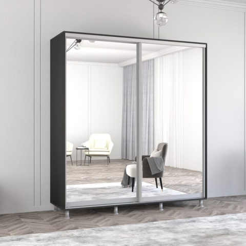 Dulapuri cupe - Dulap Aron uși glisante din oglinzi (200x60x200H cm) Anthracite