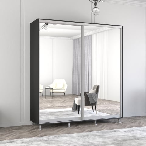 Dulapuri cupe - Dulap Aron uși glisante din oglinzi (210x60x240H cm) Anthracite