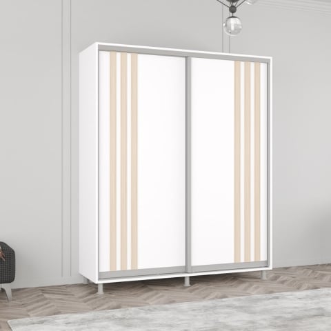 Мебель - Шкаф-купе Aron из ДСП с ламелями (150x60x200H см) Бриллиантовый белый
