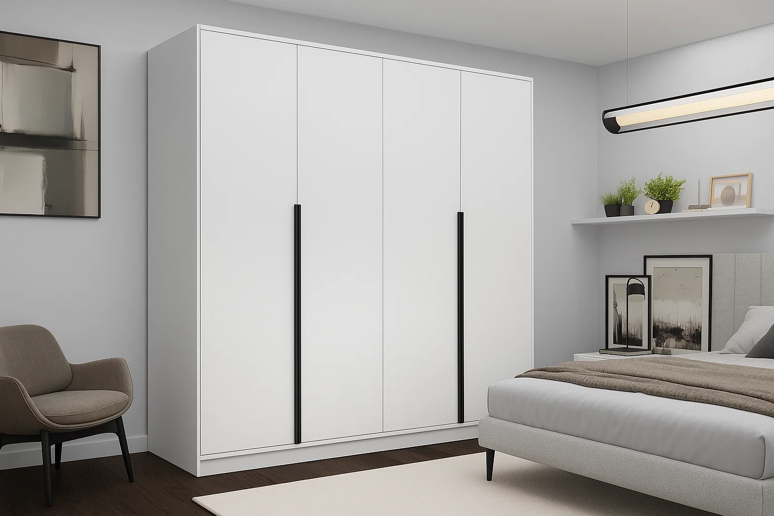 Dulapuri - Dulap cu balamale Nex Home, Urban 240x52x220 cm, Alb