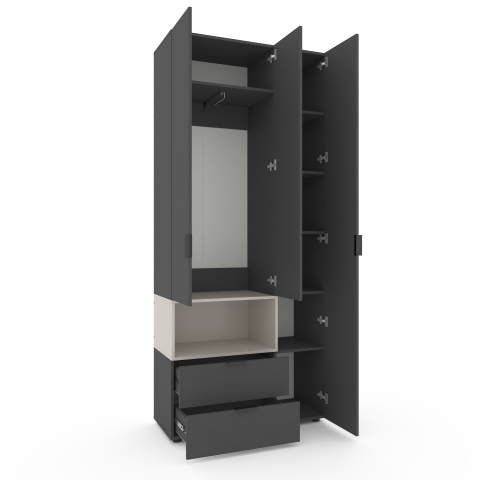 Шкаф с распашными дверцами Nex Home A002L, 1000x420x2300 мм, Anthracite/Cashmere [1]