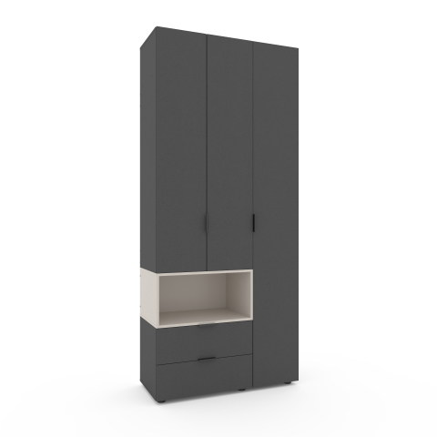 Dulapuri - Dulap cu uși batante Nex Home A002L, 1000x420x2300 mm, Anthracite/Cashmere