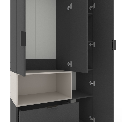 Шкаф с распашными дверцами Nex Home A002L, 1000x420x2300 мм, Anthracite/Cashmere [2]