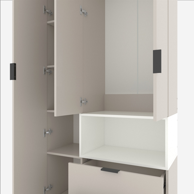 Шкаф с распашными дверцами Nex Home A002R, 1000x420x2300 мм, Cashmere/White Snow [3]